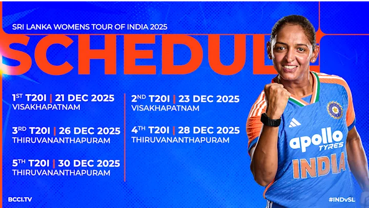 Schedule for IDFC First Bank T20I series against Sri Lanka Women announced
